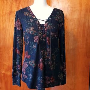 Vintage America navy boho top, Size M